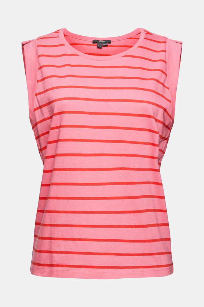 Sleeveless T-shirt with stripes, PINK FUCHSIA, overview