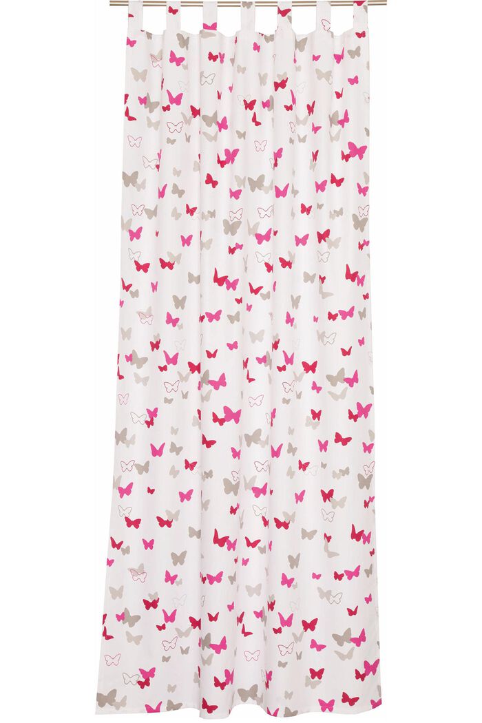 Kids tab top curtain, blended cotton, PINK/GREY, detail image number 1