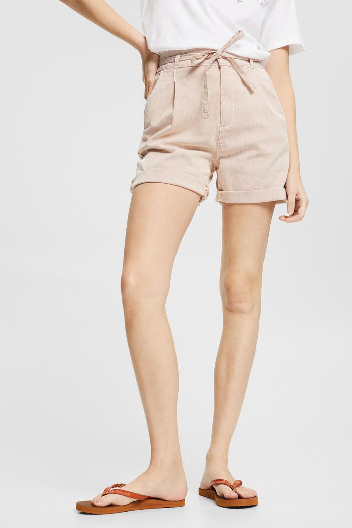 Striped shorts with a tie-around belt, TOFFEE, detail image number 0