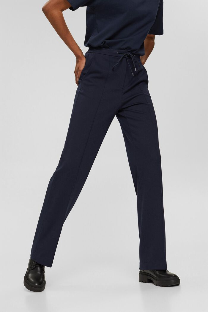 Stretch trousers with a drawstring, NAVY, detail image number 0