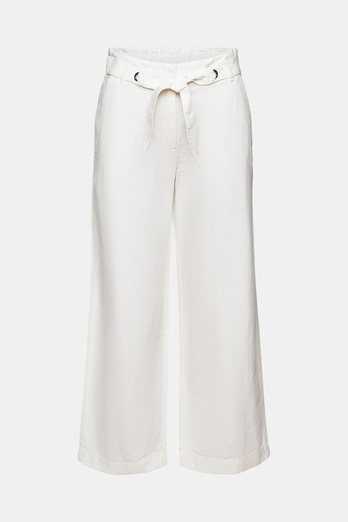 Cotton-Linen Cropped Culotte, OFF WHITE, detail image number 7