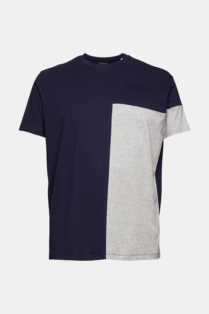 Jersey t-shirt with colour blocking, MEDIUM GREY, overview