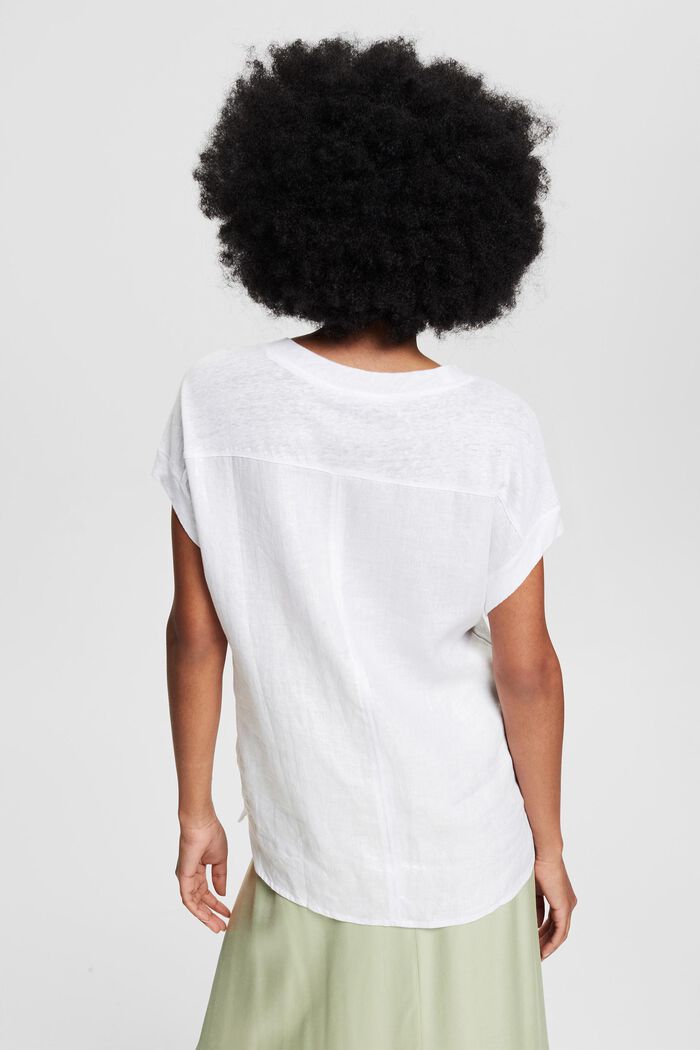 100% linen T-shirt, WHITE, detail image number 3