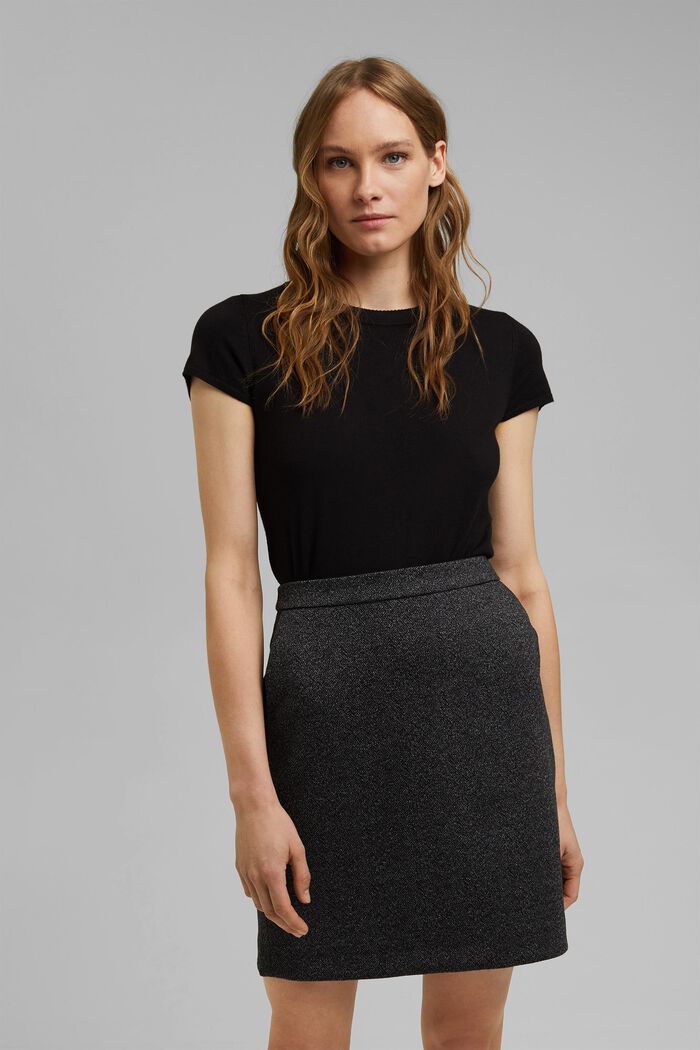 Mix + match HERRINGBONE A-line skirt, BLACK, detail image number 0