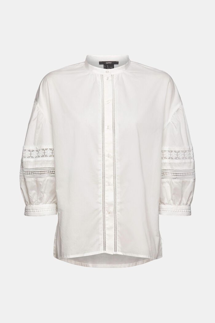 Blouse with lace, WHITE, overview