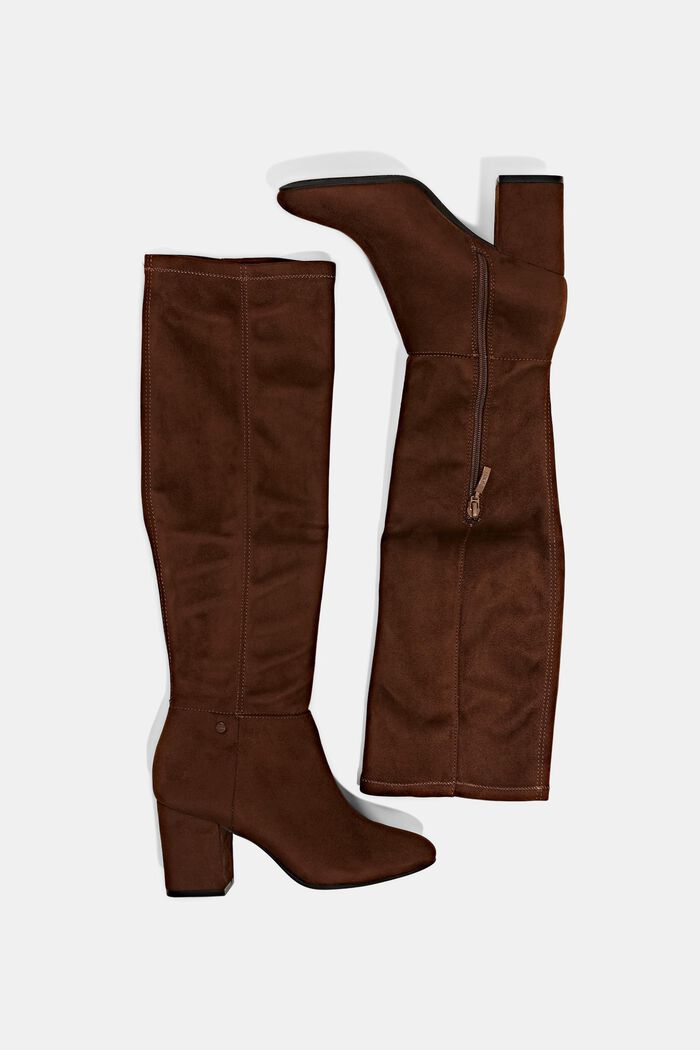 Knee-high boots in faux suede, BROWN, detail image number 1