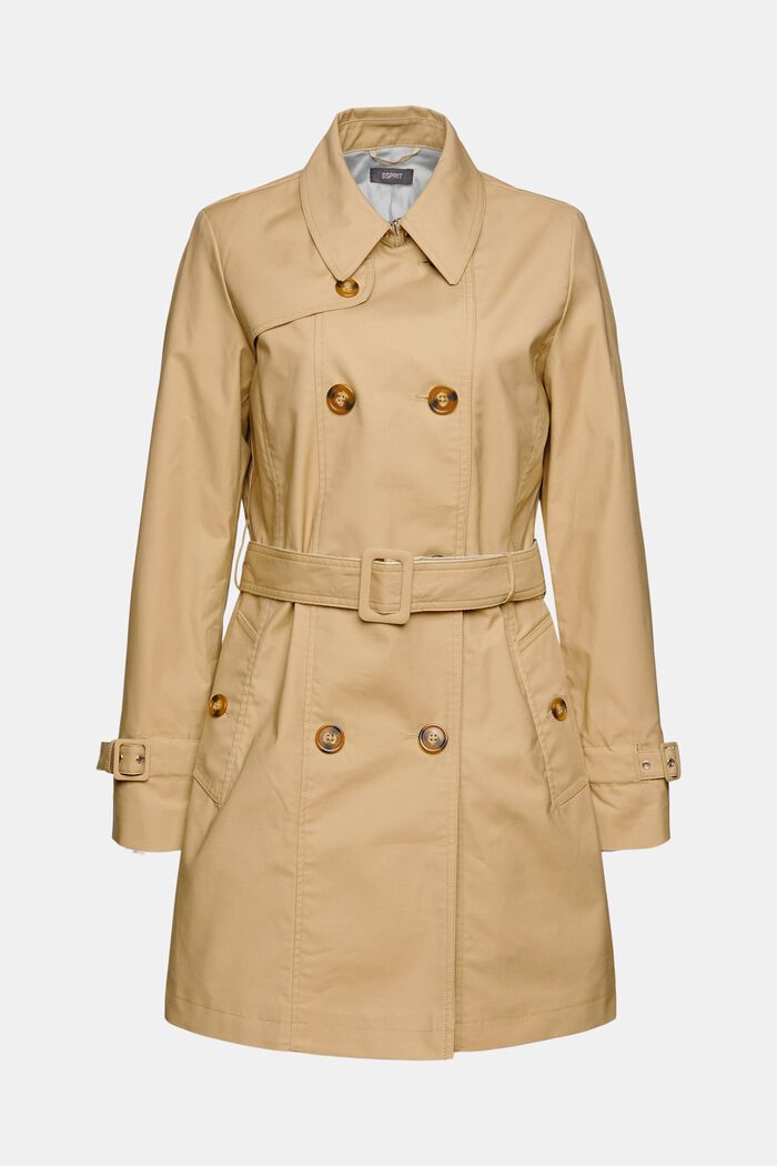 Short trench coat with a belt, in an organic cotton blend