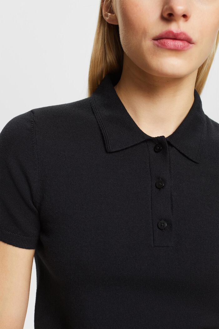 Short-Sleeve Polo Shirt, BLACK, detail image number 3