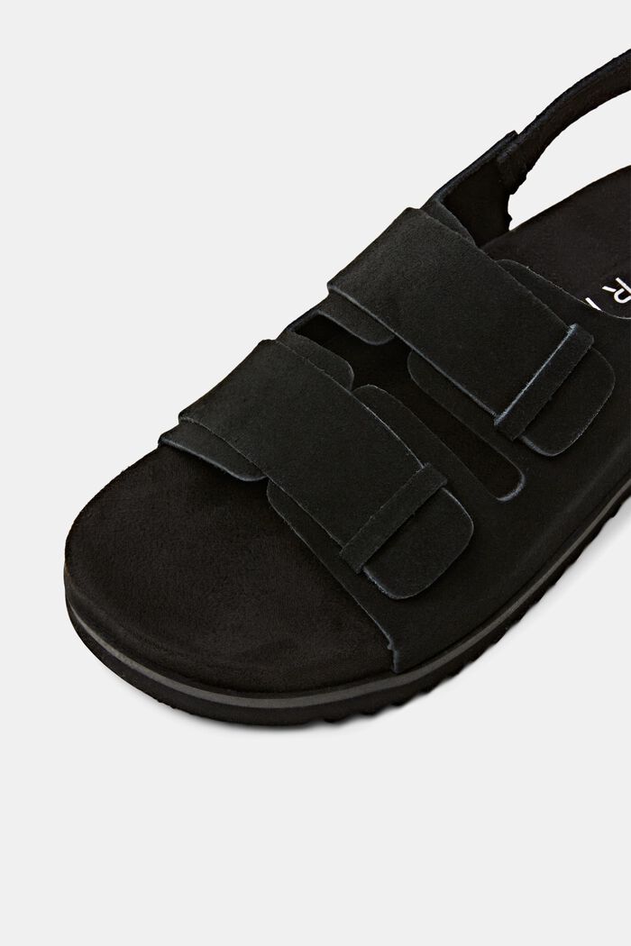 Suede leather sandals, BLACK, detail image number 3