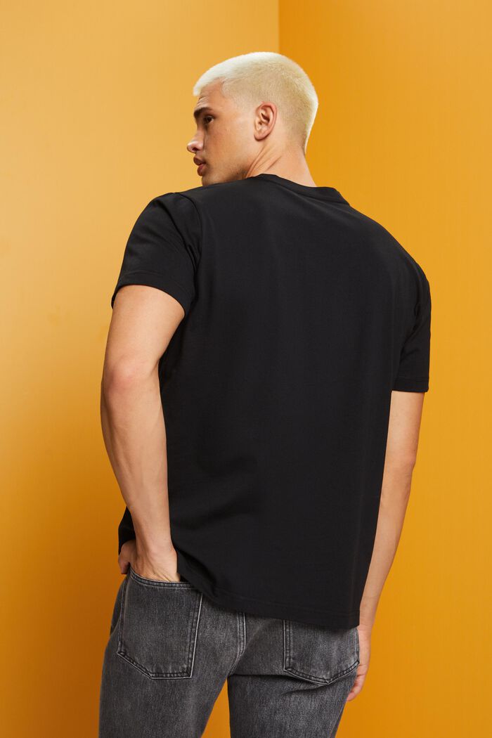 Geometric Print Organic Cotton T-Shirt, BLACK, detail image number 3