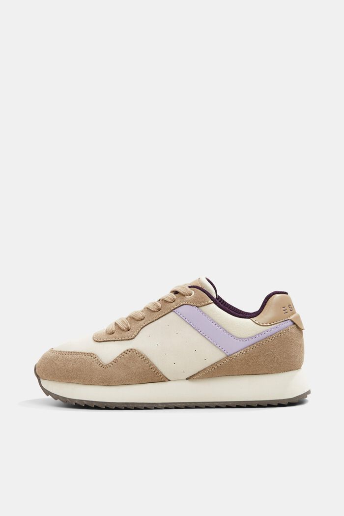 Trainers with leather elements, BEIGE, overview
