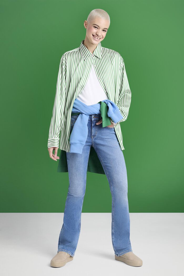 Striped Silk Charmeuse Shirt, GREEN, detail image number 3