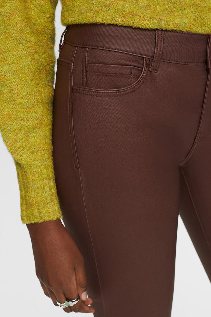 Mid-Rise Skinny Leg Coated Trousers, BROWN, detail image number 2