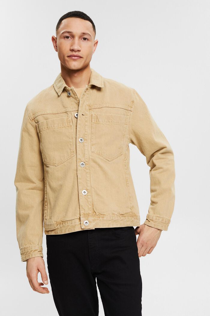 Pure cotton denim jacket, SAND, detail image number 0