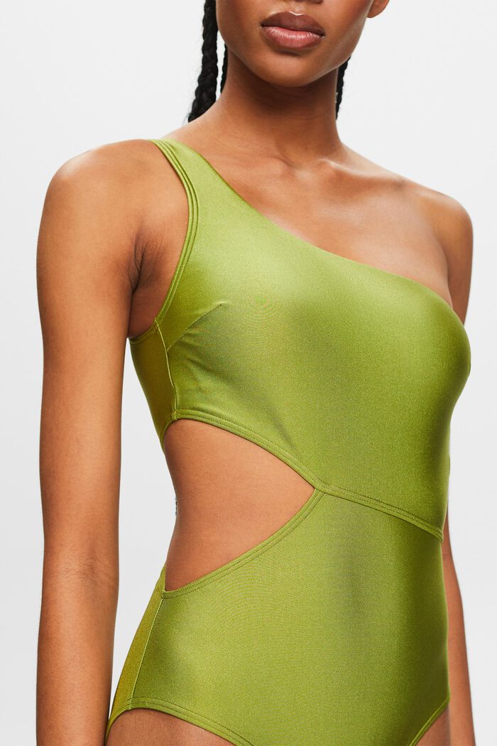 Cut-Out One-Piece Swimsuit, LEAF GREEN, detail image number 2