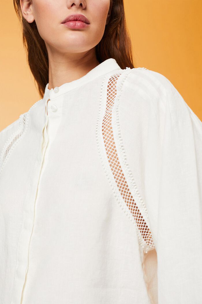Woven linen blouse, OFF WHITE, detail image number 2