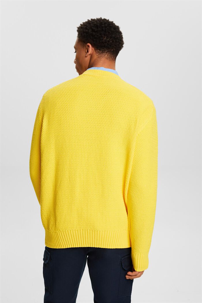 Cotton V-Neck Sweater, YELLOW, detail image number 2