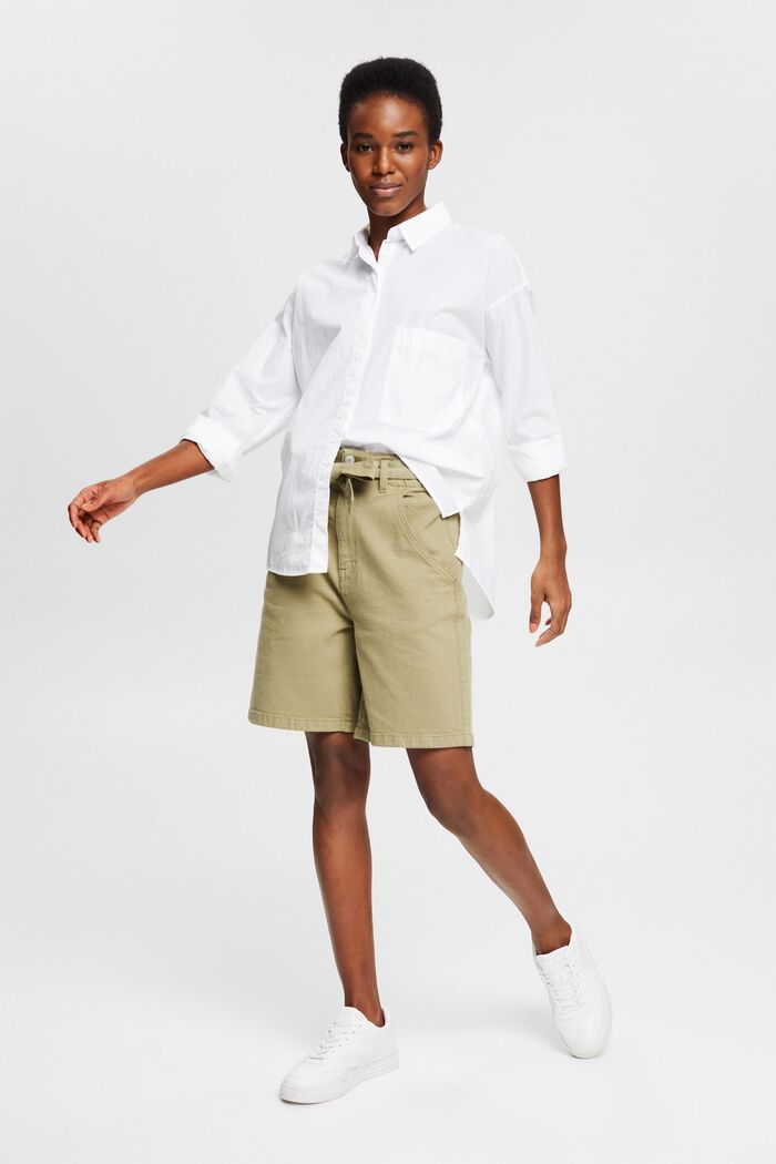 Containing hemp: shorts with a tie-around belt, LIGHT KHAKI, detail image number 1