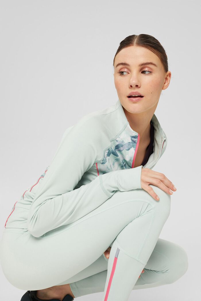 Made of recycled material: stretch leggings with E-DRY technology, PASTEL GREEN, detail image number 7