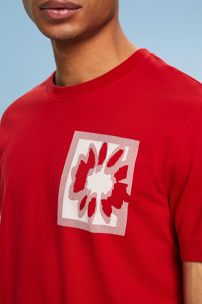 Floral Print Logo T-Shirt, DARK RED, detail image number 3