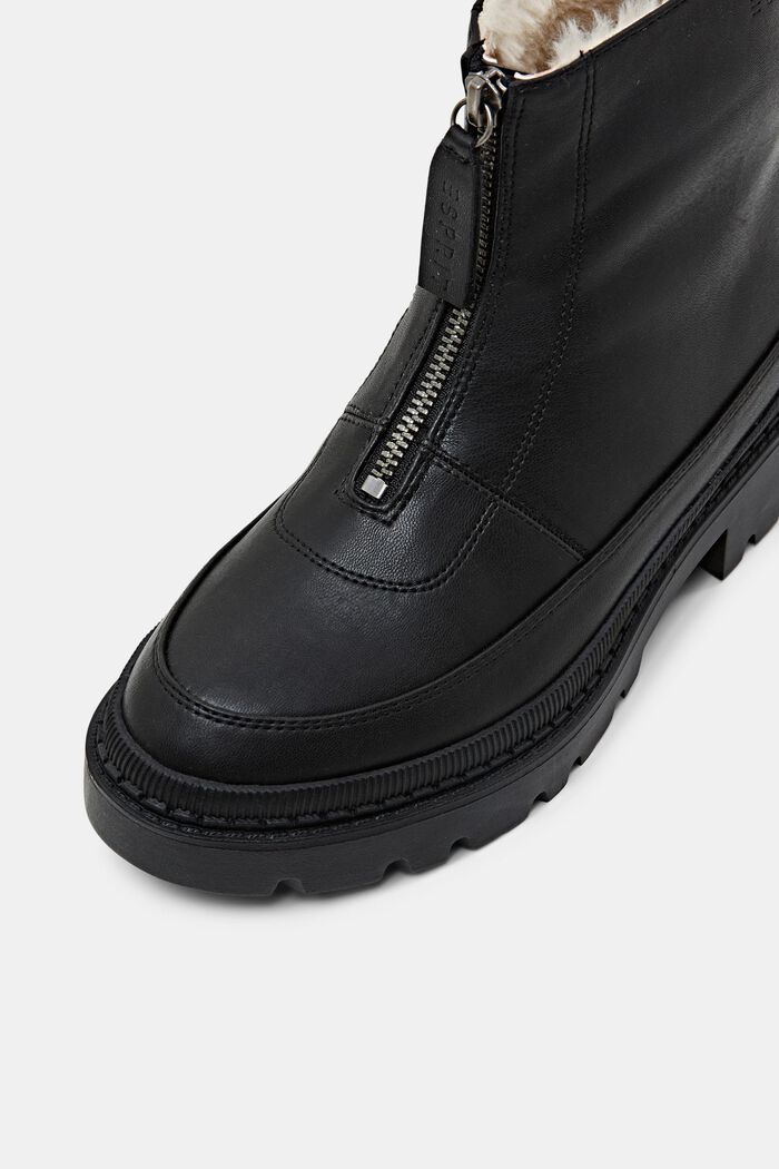 Faux Leather Zip-Up Boots, BLACK, detail image number 3