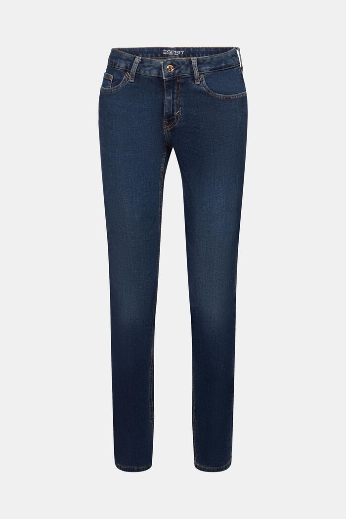 Mid-rise slim fit stretch jeans, BLUE LIGHT WASHED, detail image number 6