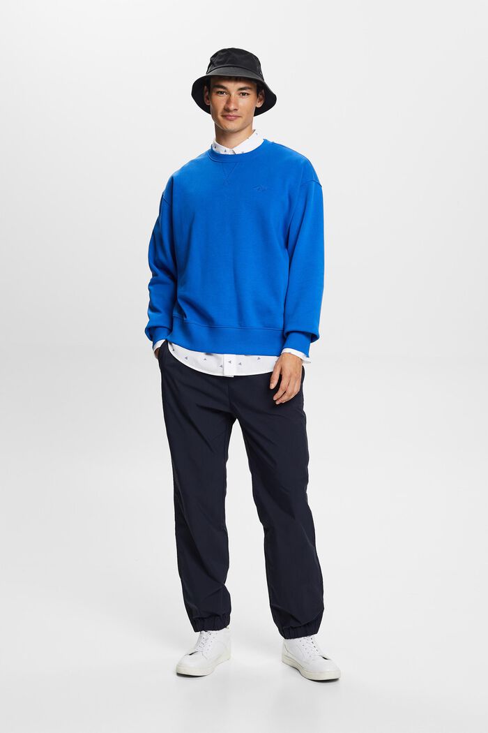 Sweatshirt with logo stitching, BRIGHT BLUE, detail image number 1