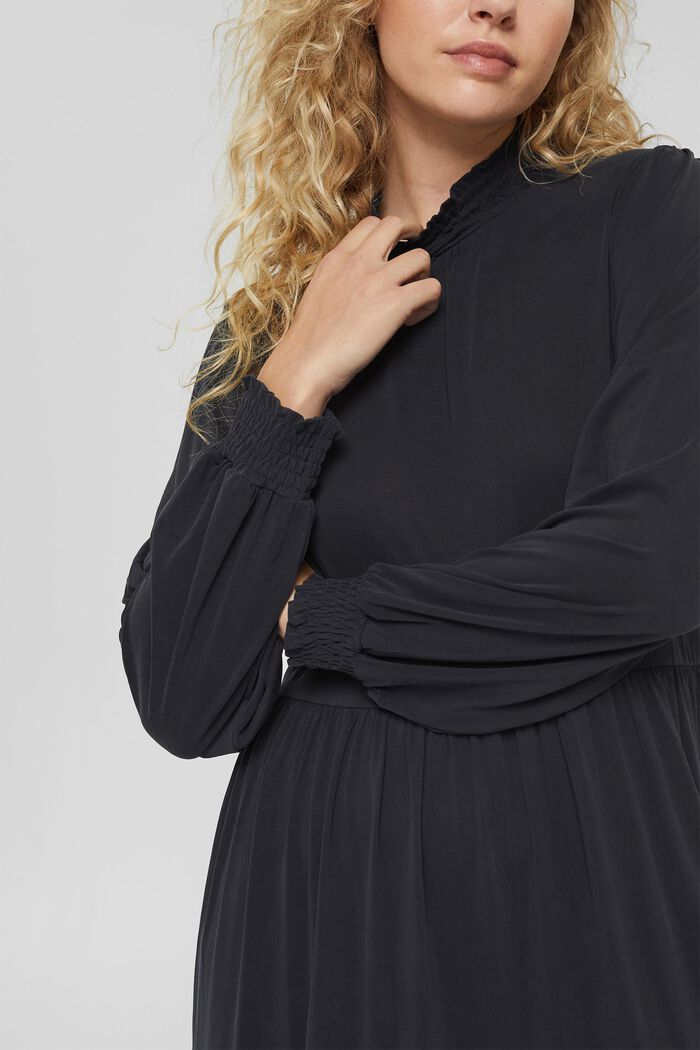 Flounce dress with a smocked collar, TENCEL™, BLACK, detail image number 3