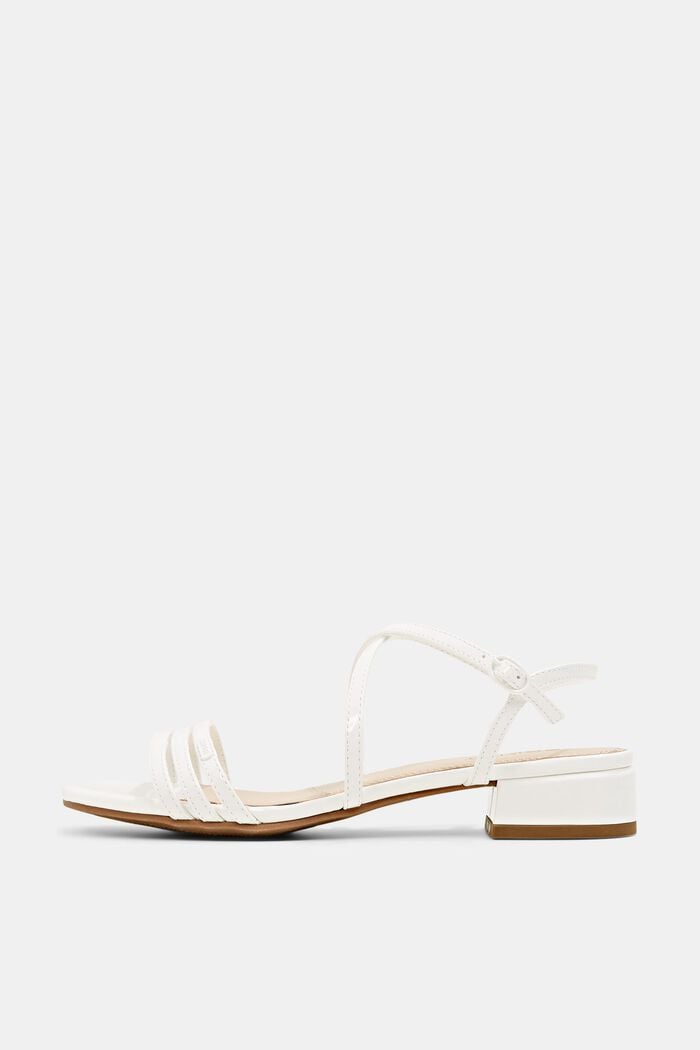 Strappy sandals made of faux patent leather, WHITE, detail image number 0