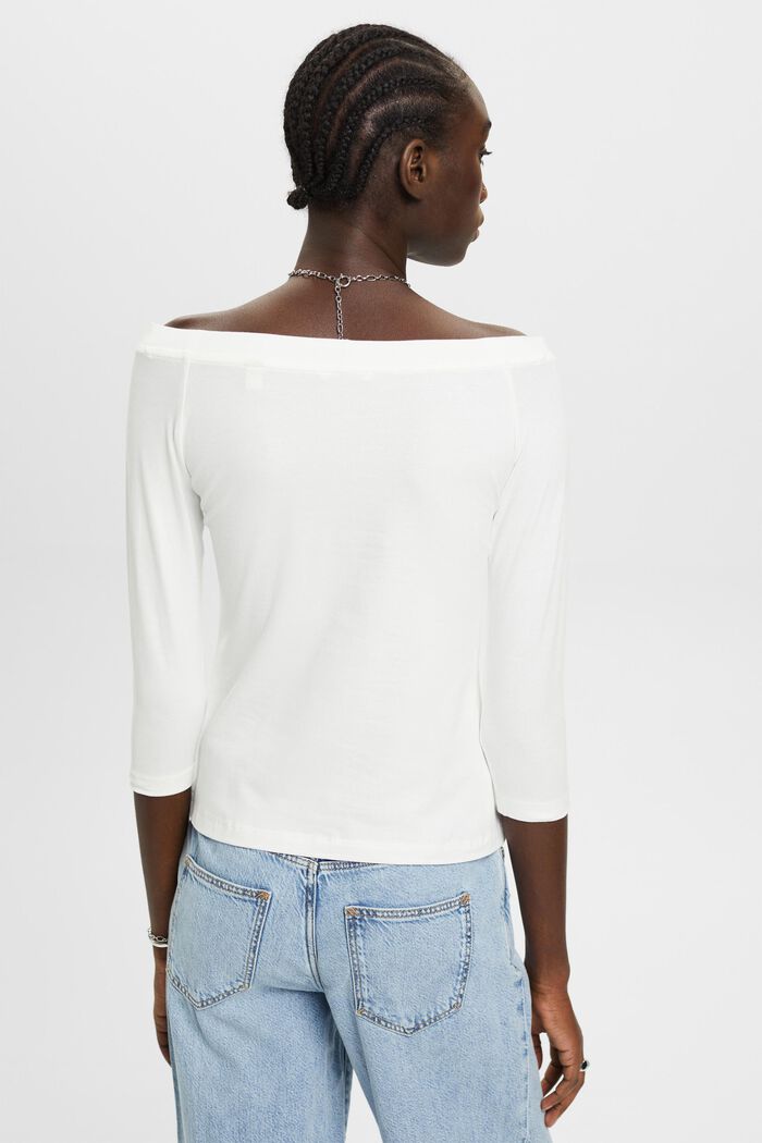 Off-the-shoulder cotton top, OFF WHITE, detail image number 3