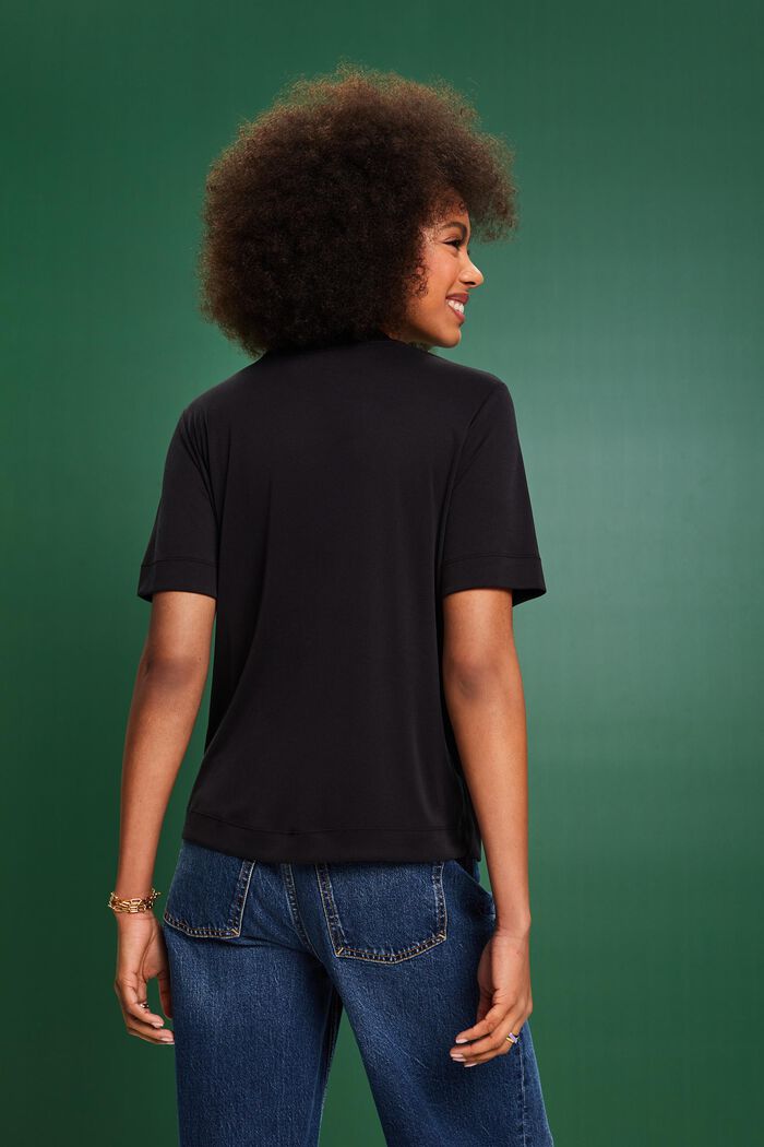 Jersey Mock-Neck T-Shirt, BLACK, detail image number 2