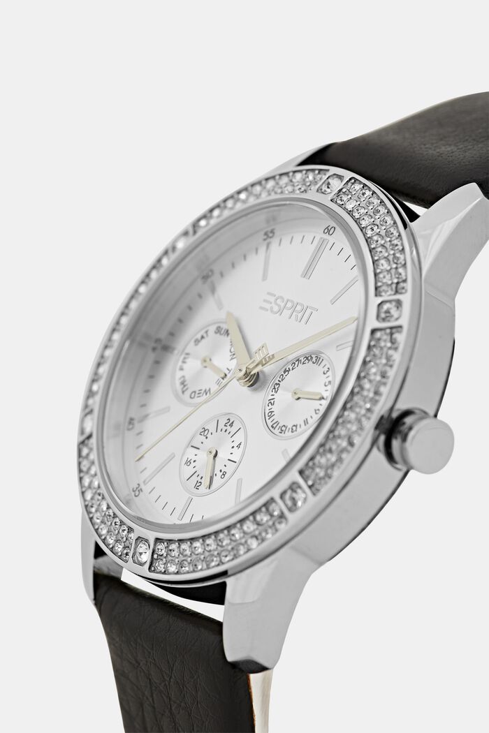 Chronograph with zirconia stones, BLACK, detail image number 1