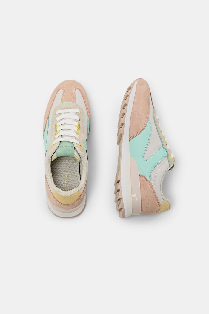 Multi-coloured trainers with real leather, LIGHT AQUA GREEN, detail image number 5