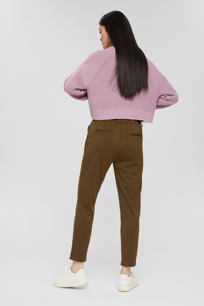 Jersey trousers with elasticated waistband, KHAKI GREEN, detail image number 3