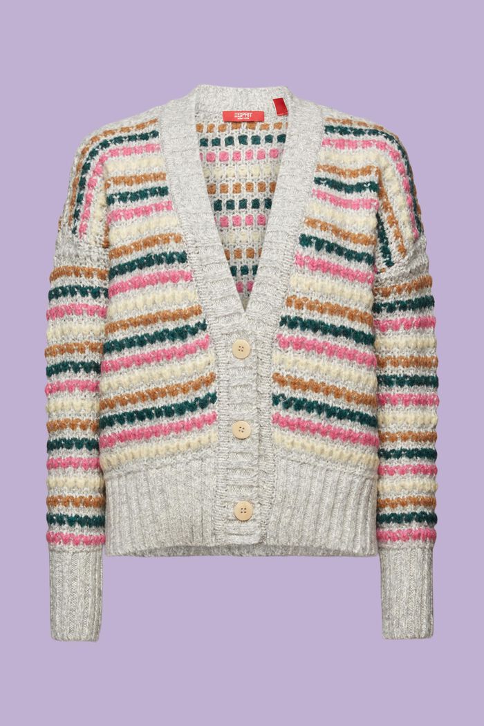 Cotton-Wool Blend Cardigan, LIGHT GREY, detail image number 5