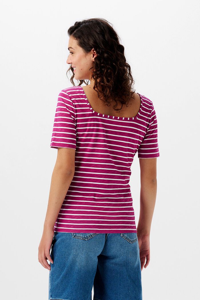 MATERNITY Striped Jersey T-Shirt, BERRY, detail image number 1