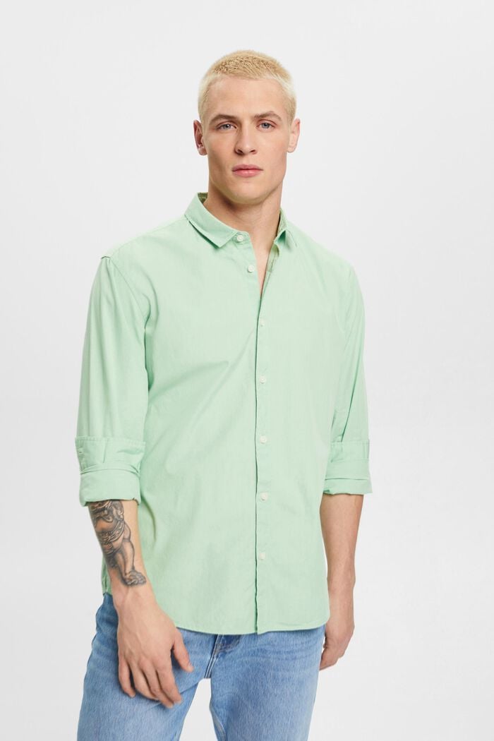 Slim fit, sustainable cotton shirt, PASTEL GREEN, detail image number 0