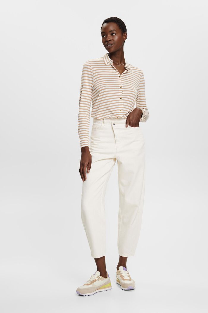 Striped long-sleeved top with buttons, OFF WHITE, detail image number 5