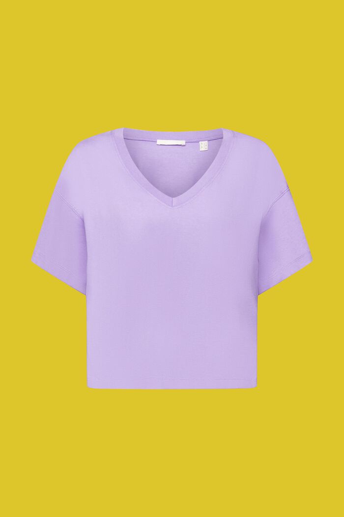 Cotton V-neck t-shirt, PURPLE, detail image number 6