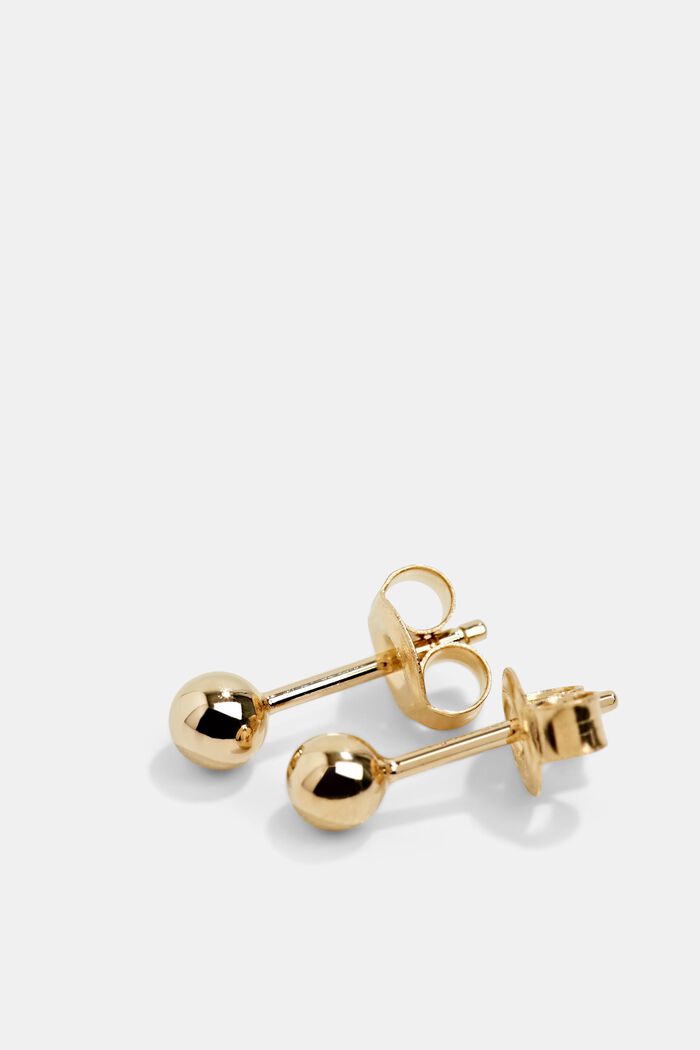 Stud earrings with little balls, sterling silver, GOLD, detail image number 1