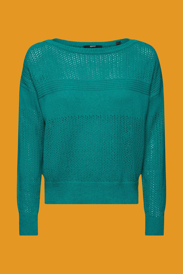 Pointelle cotton jumper, EMERALD GREEN, detail image number 5