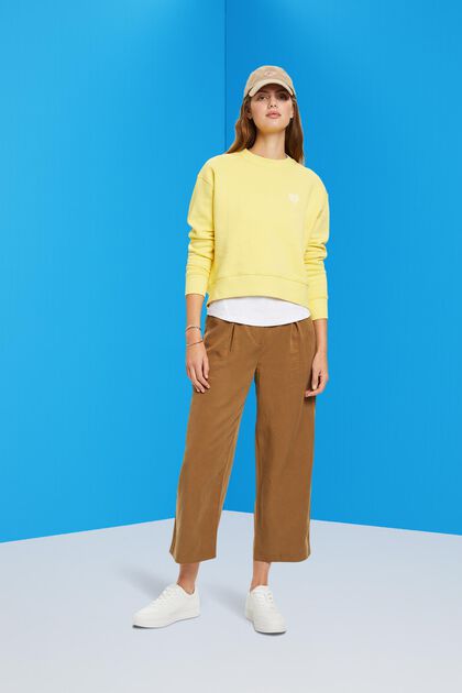 High-rise cropped wide leg trousers with linen