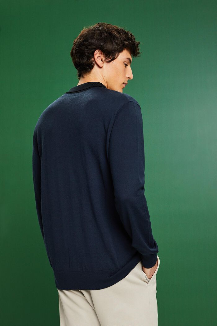 Merino Wool Polo Neck Jumper, NAVY, detail image number 2