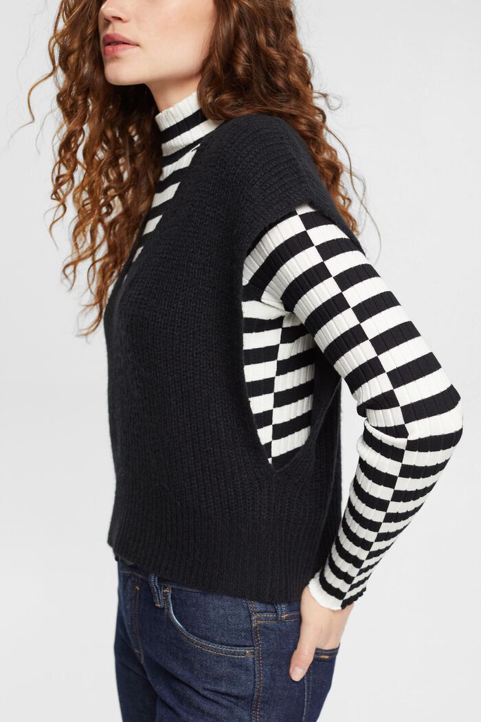 Sleeveless wool blend jumper, BLACK, detail image number 0