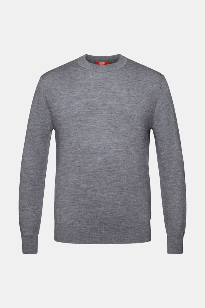 Wool Crewneck Sweater, GREY, detail image number 6