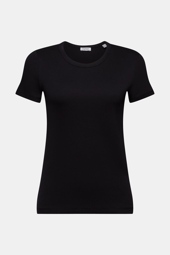Cotton Short-Sleeve T-Shirt, BLACK, detail image number 6