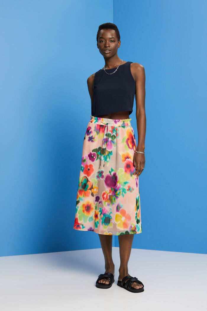 Midi skirt with a colourful print, CORAL, detail image number 5