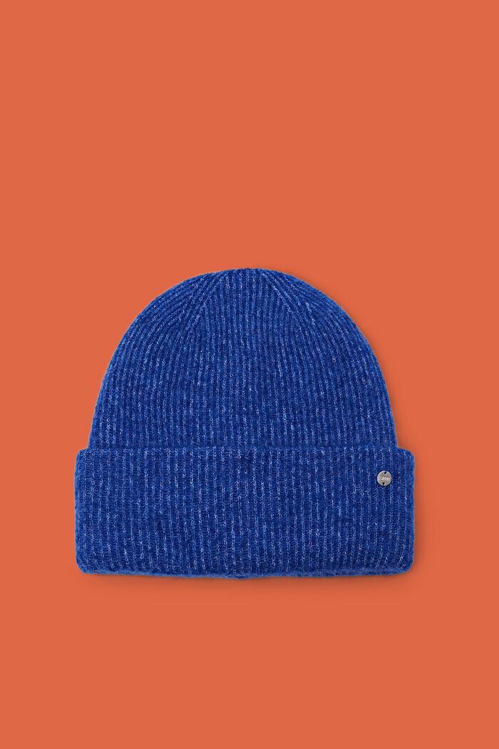 Mohair-Wool Blend Ribbed Beanie, BRIGHT BLUE, detail image number 0
