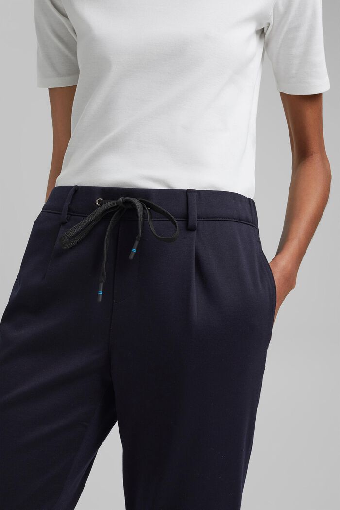 Stretch trousers with an elasticated waistband, DARK BLUE, detail image number 2
