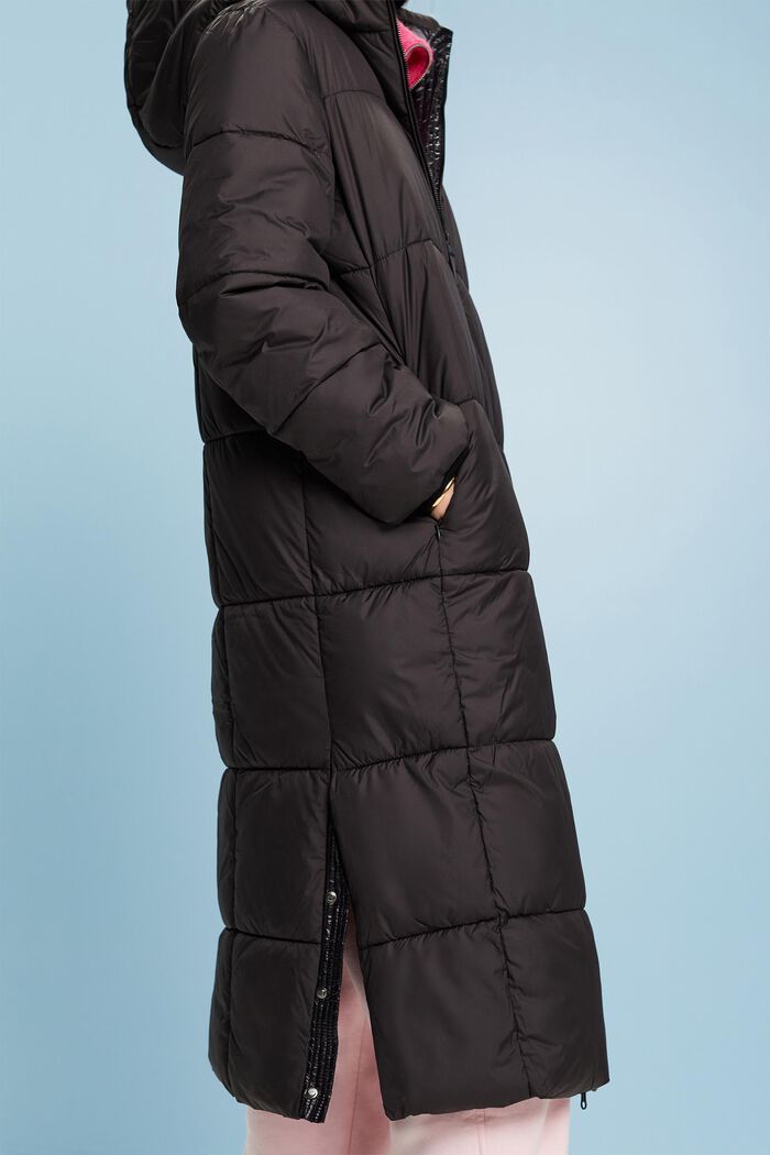 Hooded Quilted Puffer Coat, BLACK, detail image number 1